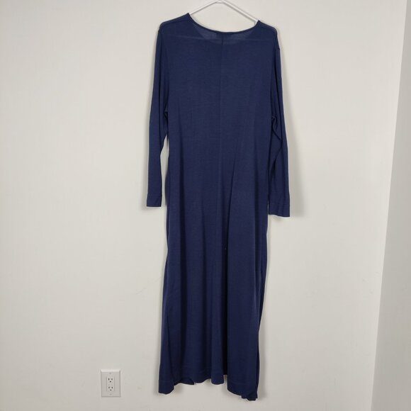 Veritas Women's Dress Size 14 Blue Wool Blend Maxi Crew Neck Lagenlook Modest - Picture 5 of 9